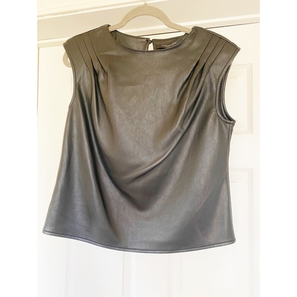 NWT Marc New York Black Faux Leather Sleeveless Blouse in Size Small - Picture 6 of 7